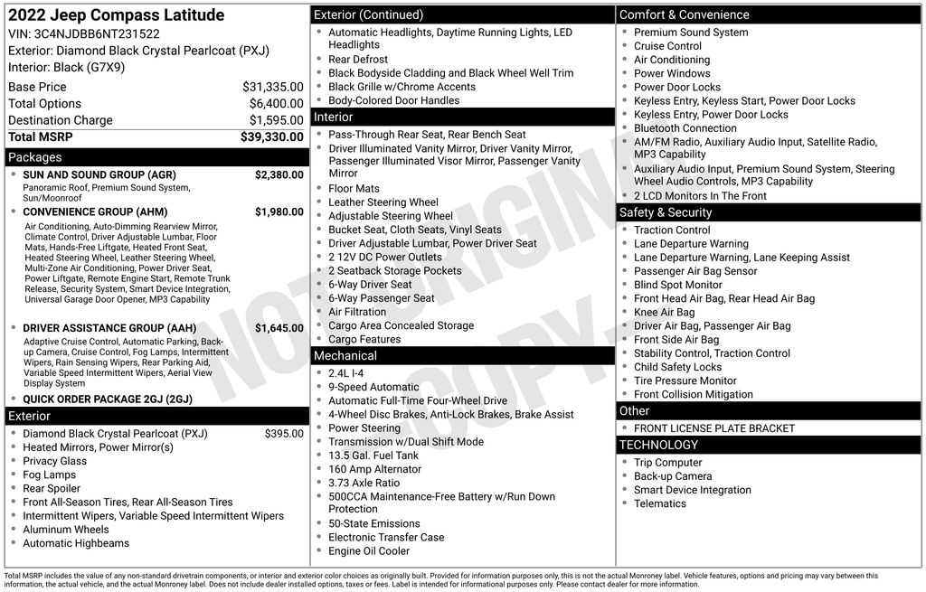 Used 2022 Jeep Compass Latitude with VIN 3C4NJDBB6NT231522 for sale in Elk River, Minnesota