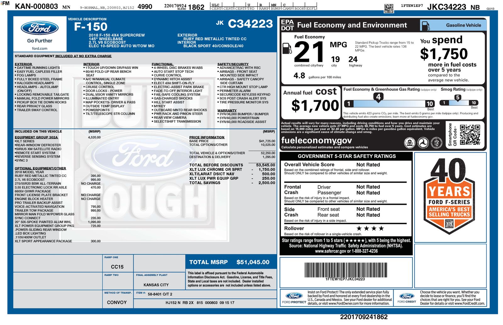 Used 2018 Ford F-150 XLT with VIN 1FTEW1EP7JKC34223 for sale in Brainerd, Minnesota