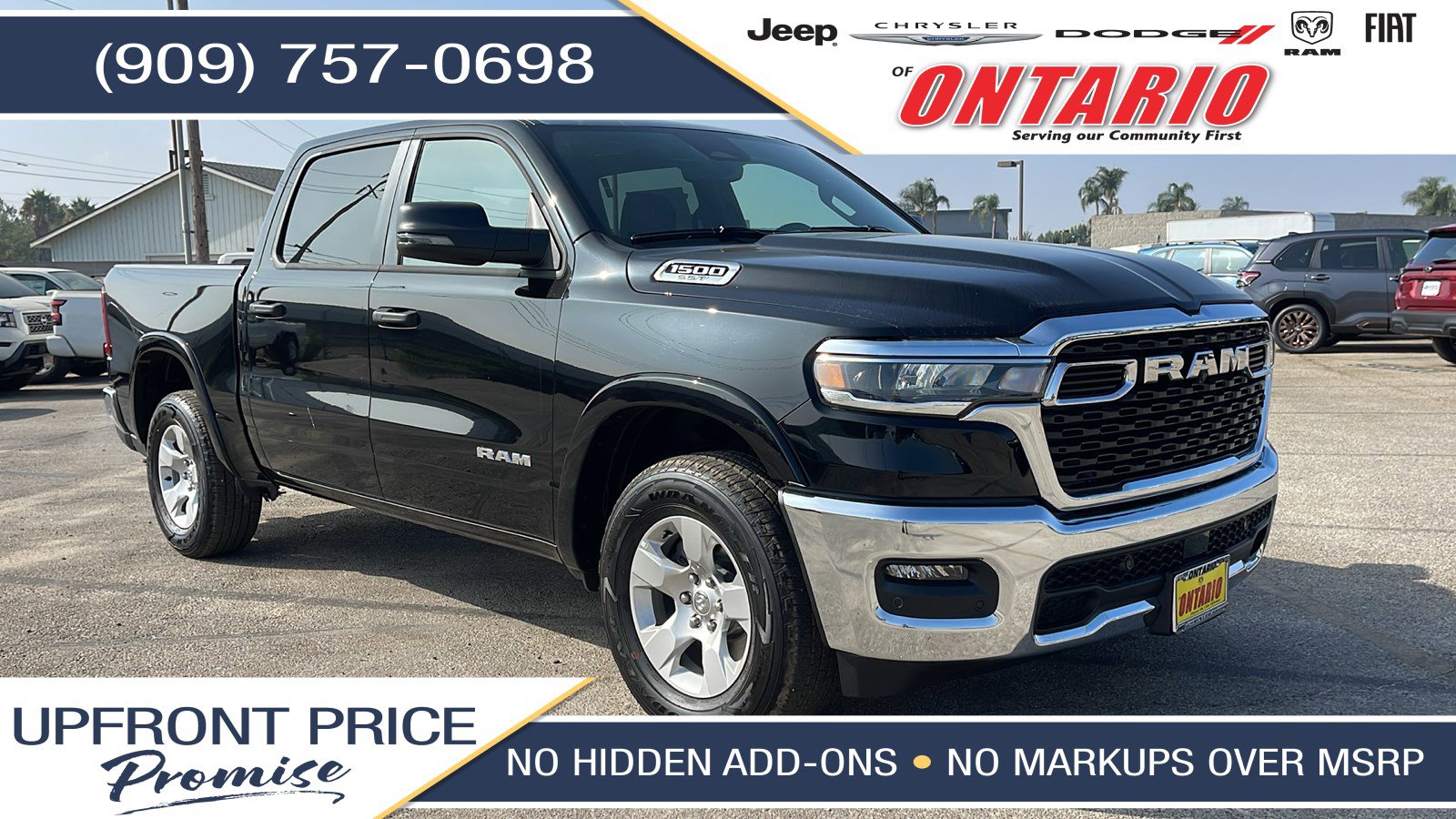 New 2025 Diamond Black Crystal Pearl-Coat Exterior Paint RAM Big Horn/Lone Star image 1
