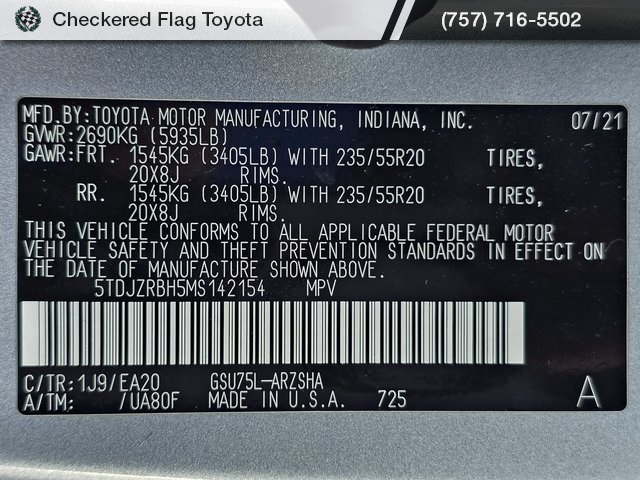 2021 Toyota Highlander XSE photo 20