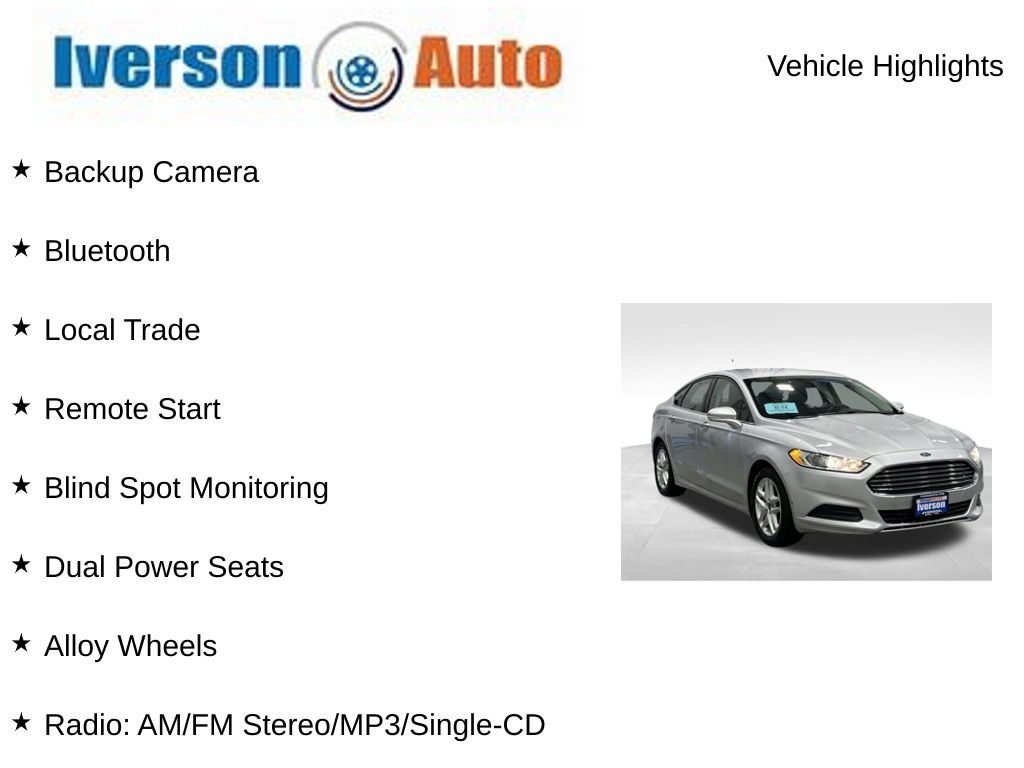 Used 2016 Ford Fusion SE with VIN 3FA6P0H74GR118186 for sale in Huron, SD