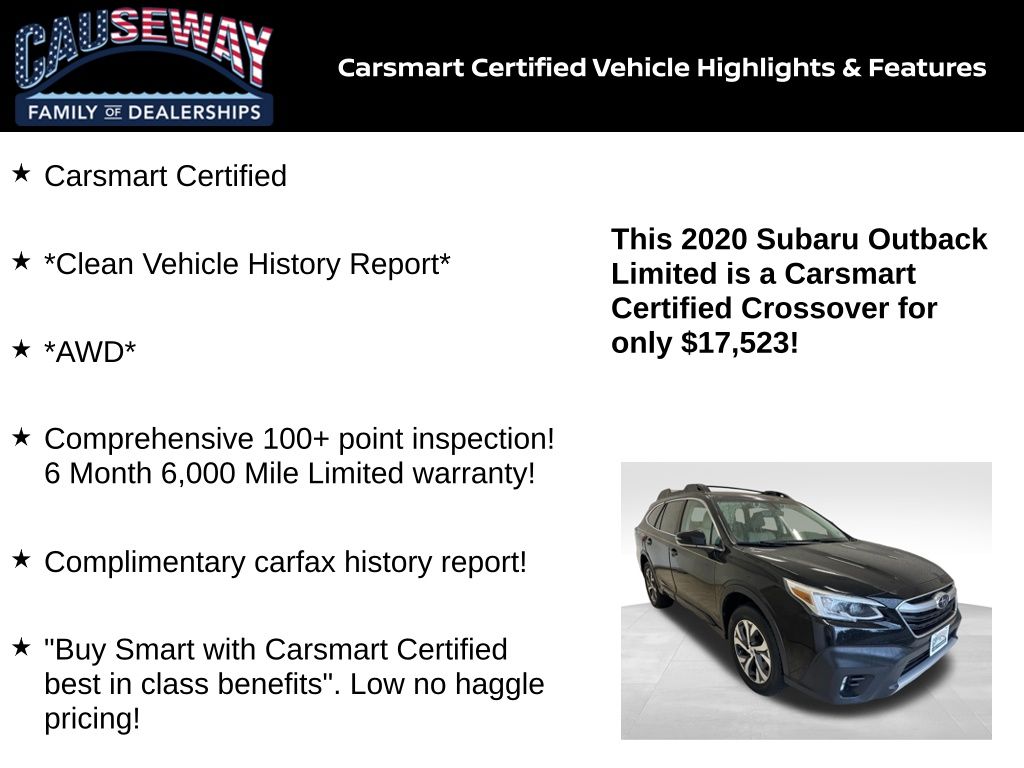 Used 2020 Subaru Outback Limited with VIN 4S4BTANC8L3152437 for sale in Stafford Township, NJ