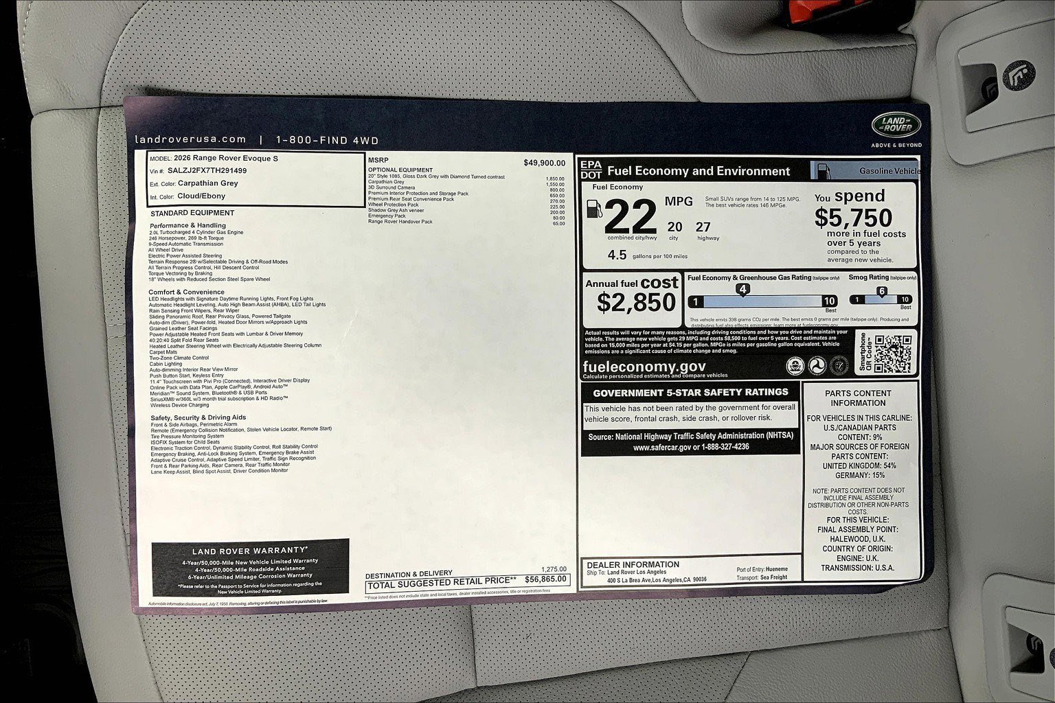 2026 Land Rover Range Rover Evoque S photo 10