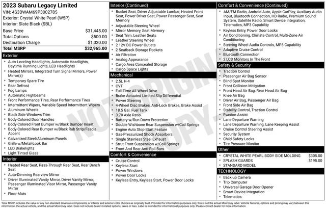 2023 Subaru Legacy Limited's photo