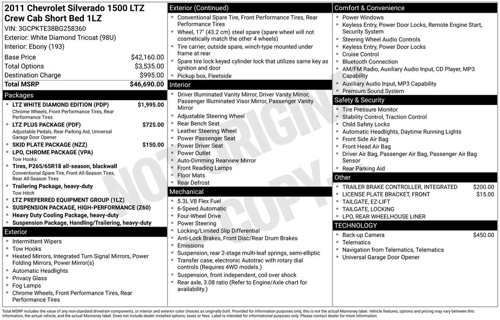 Used 2011 Chevrolet Silverado 1500 LTZ with VIN 3GCPKTE38BG258360 for sale in Huron, SD