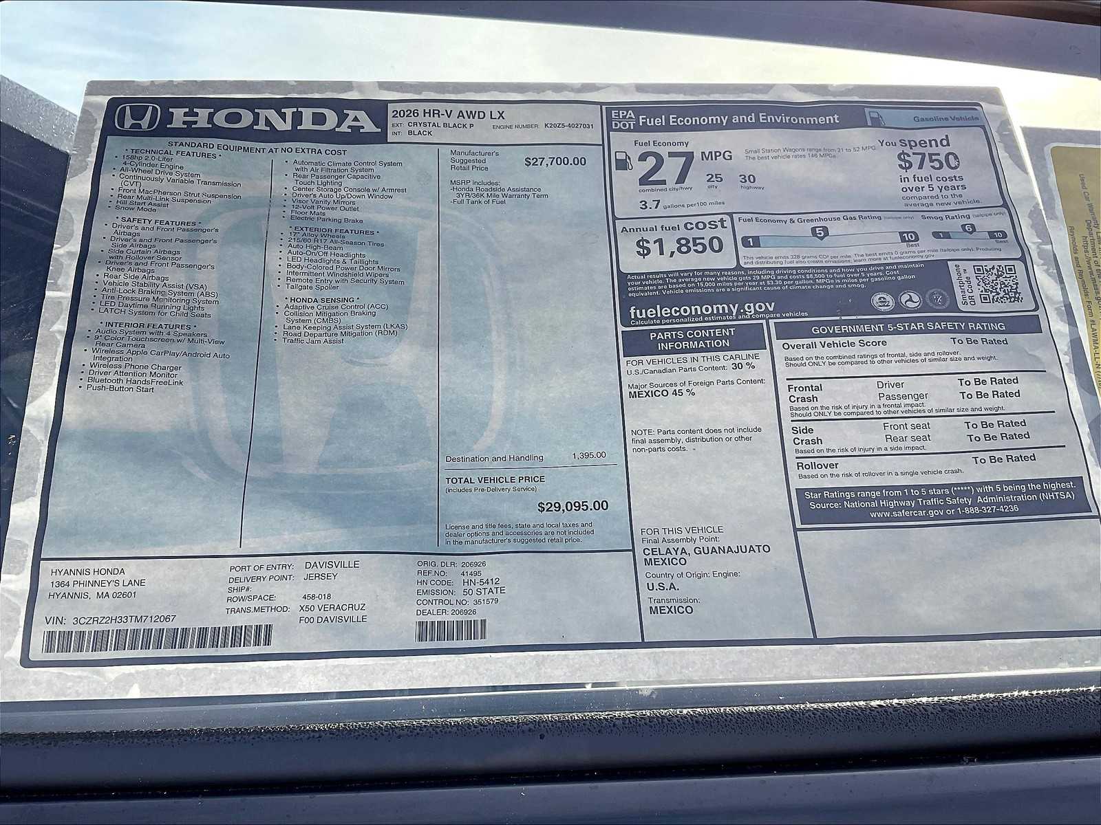 2026 Honda HR-V LX photo 16