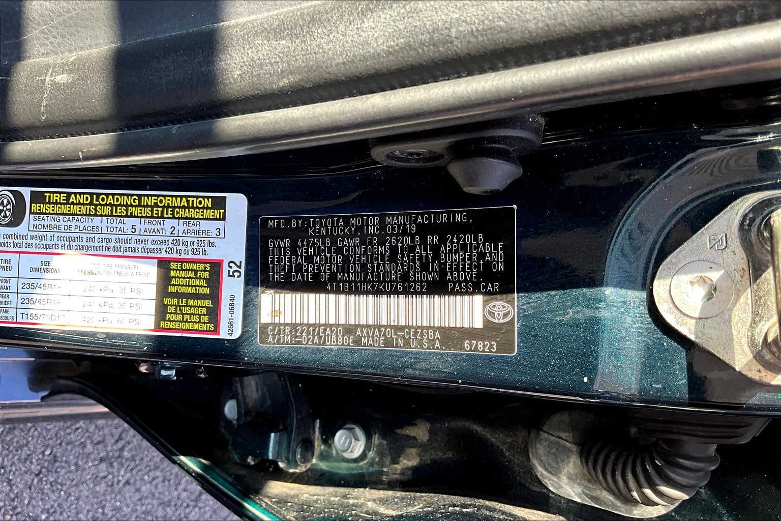 2019 Toyota Camry SE photo 30