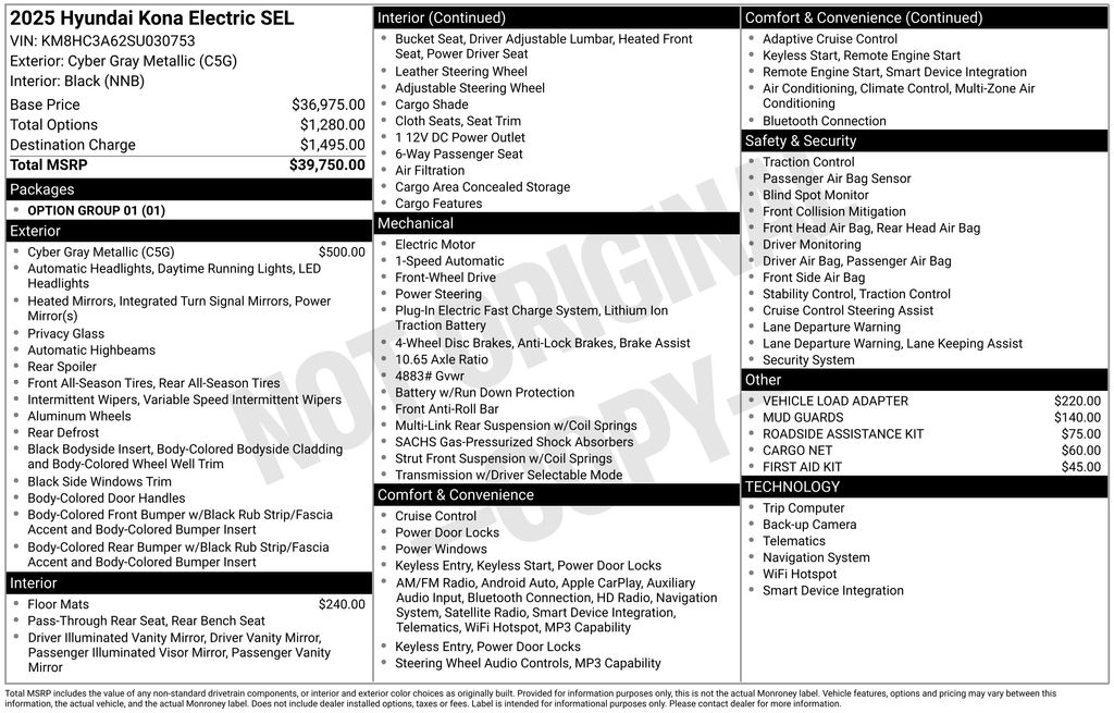 Used 2025 Hyundai Kona EV SEL with VIN KM8HC3A62SU030753 for sale in Highland Park, IL