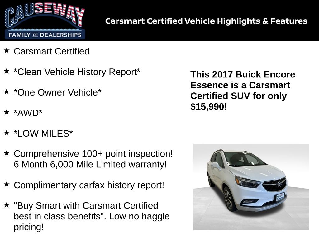 Used 2017 Buick Encore Essence with VIN KL4CJGSM9HB035312 for sale in Stafford Township, NJ