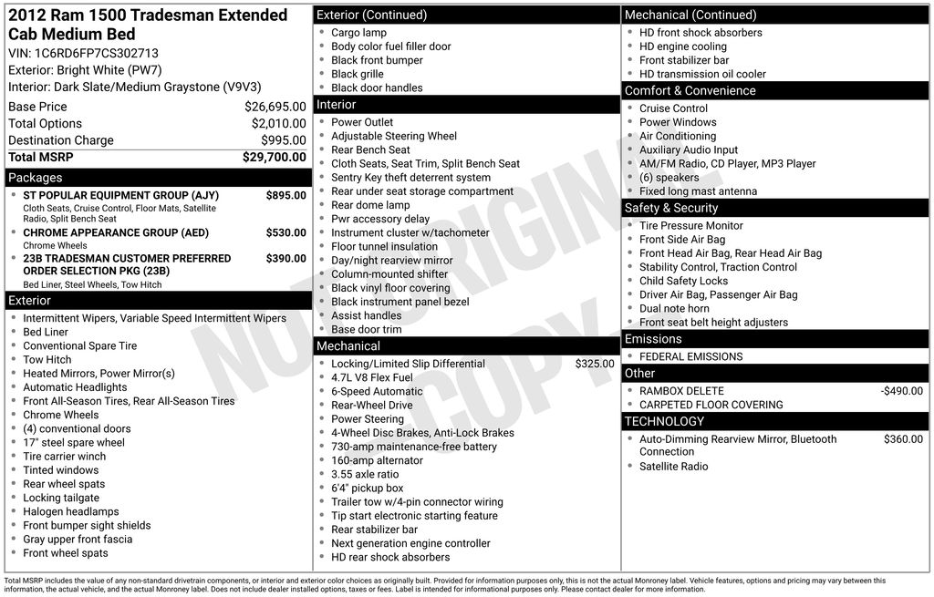Used 2012 RAM Ram 1500 Pickup Tradesman with VIN 1C6RD6FP7CS302713 for sale in Marshalltown, IA
