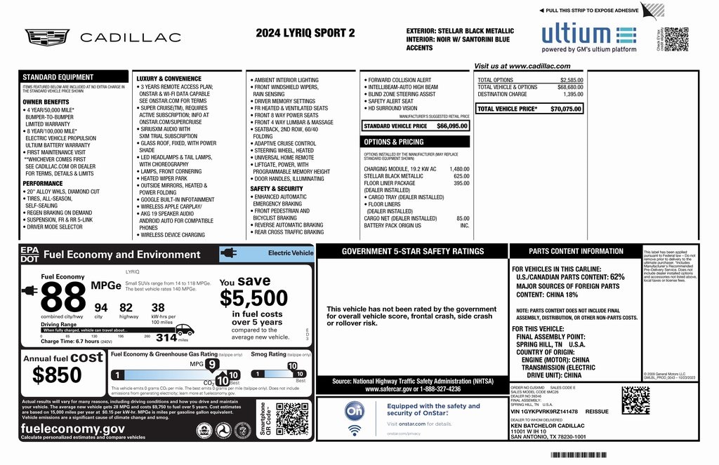 Used 2024 Cadillac LYRIQ Sport 2 with VIN 1GYKPVRK9RZ141478 for sale in Phoenix, AZ