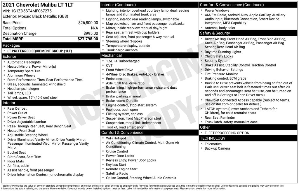 2021 Chevrolet Malibu 1LT's photo