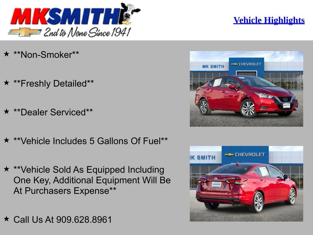 Used 2021 Nissan Versa Sedan SV with VIN 3N1CN8EV0ML923088 for sale in Chino, CA