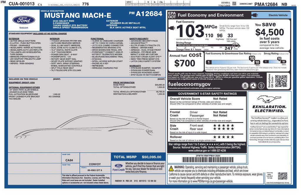 Used 2023 Ford Mustang Mach-E Select RWD with VIN 3FMTK1RM7PMA12684 for sale in Carlsbad, CA