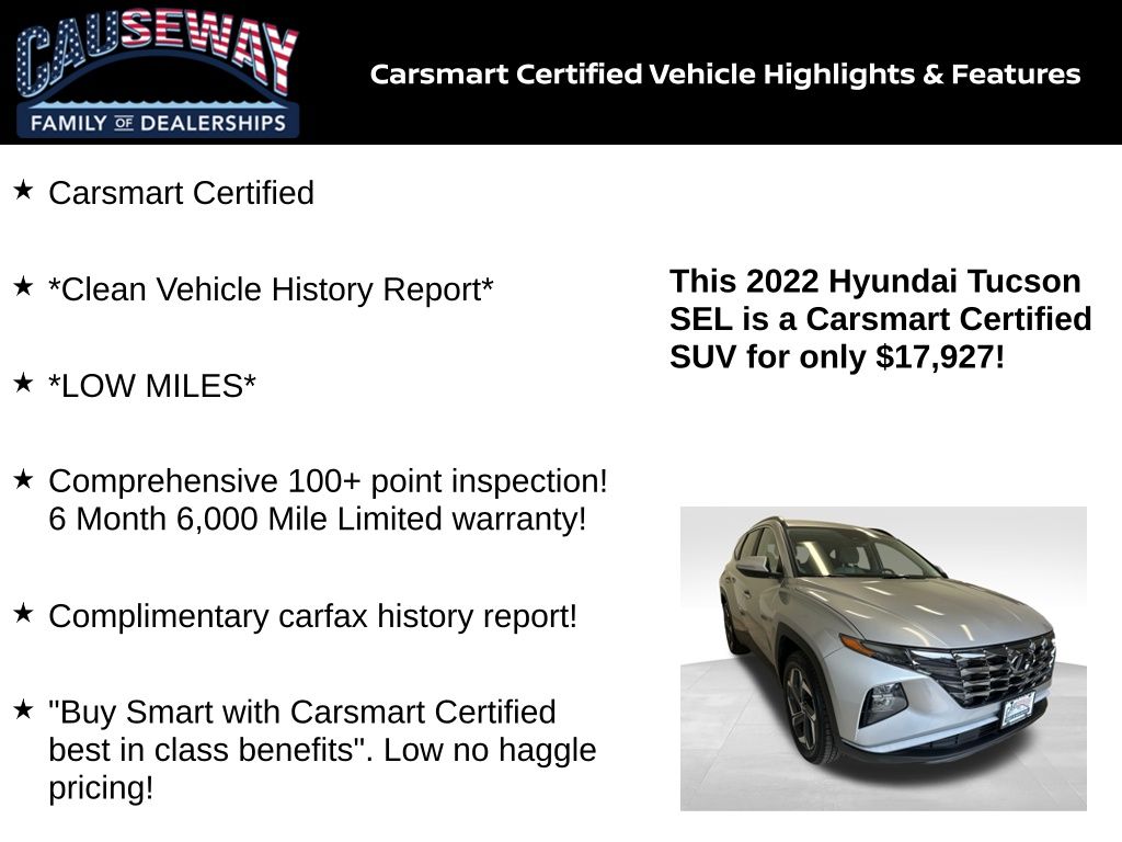 Certified 2022 Hyundai Tucson SEL with VIN 5NMJCCAE2NH088192 for sale in Stafford Township, NJ