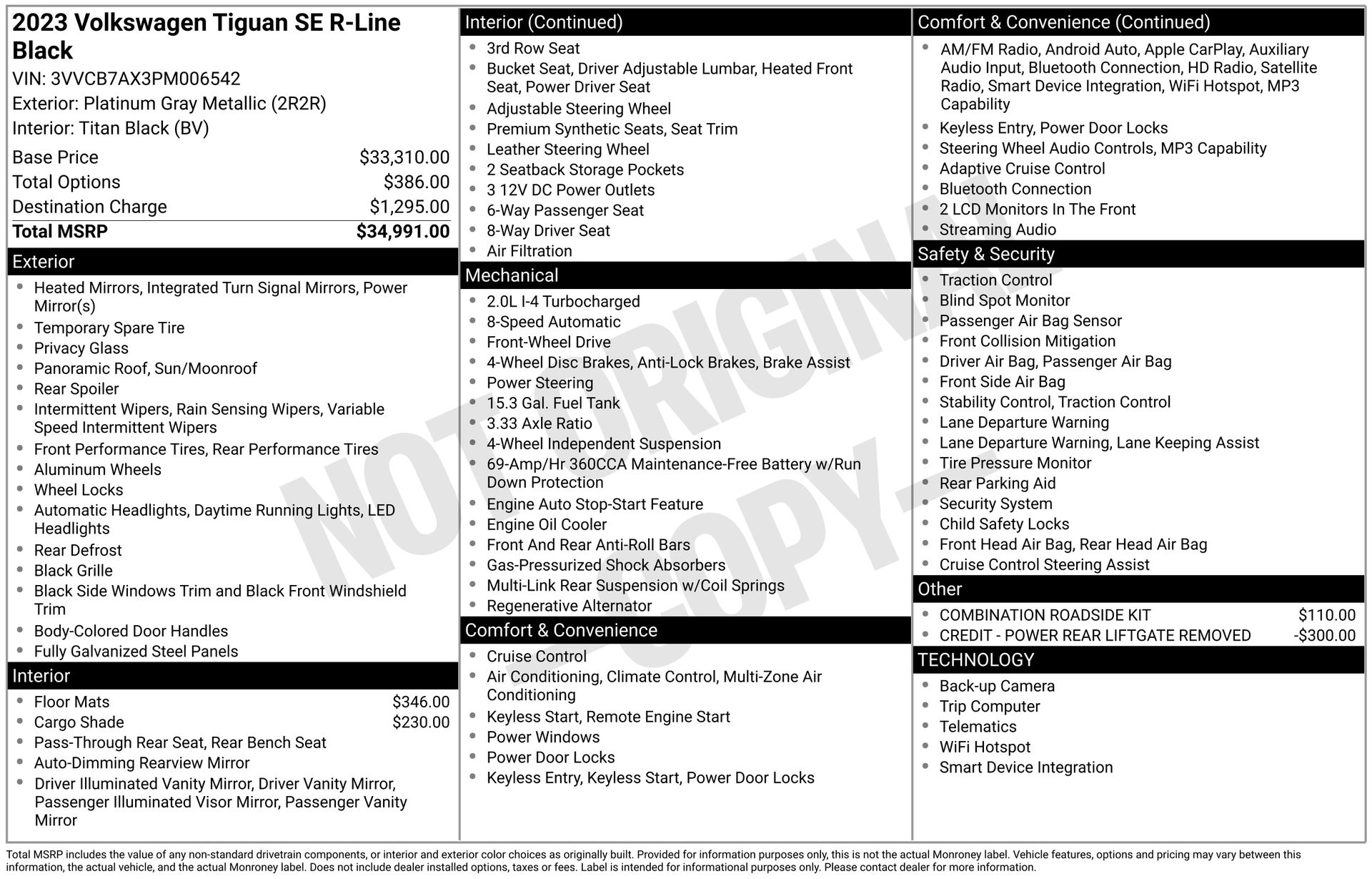 2023 Volkswagen Tiguan SE R-LINE BLACK