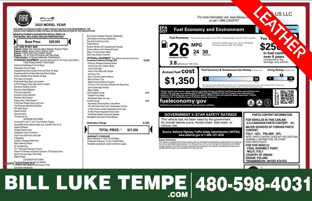 2022 FIAT 500X Yacht Club Capri's photo