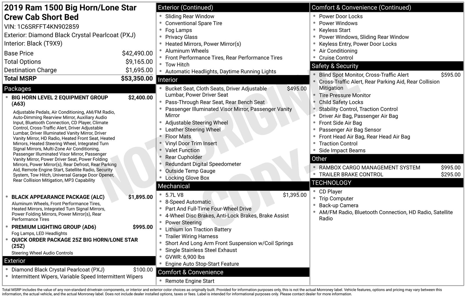 Used 2019 RAM Ram 1500 Pickup Big Horn/Lone Star with VIN 1C6SRFFT4KN902859 for sale in Brainerd, Minnesota