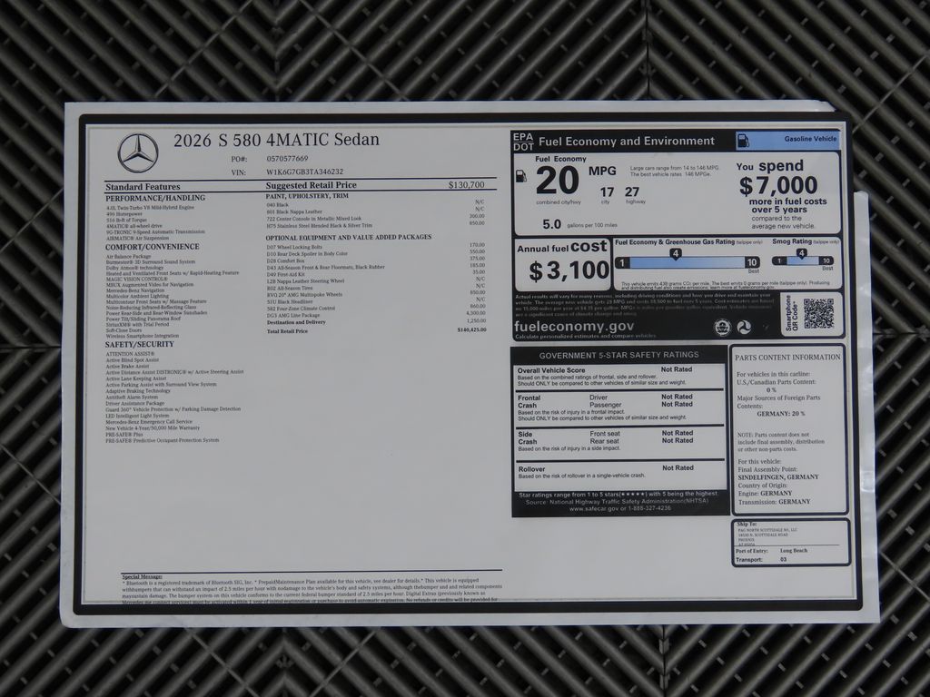 2026 Mercedes Benz S 580 4MATIC photo 9