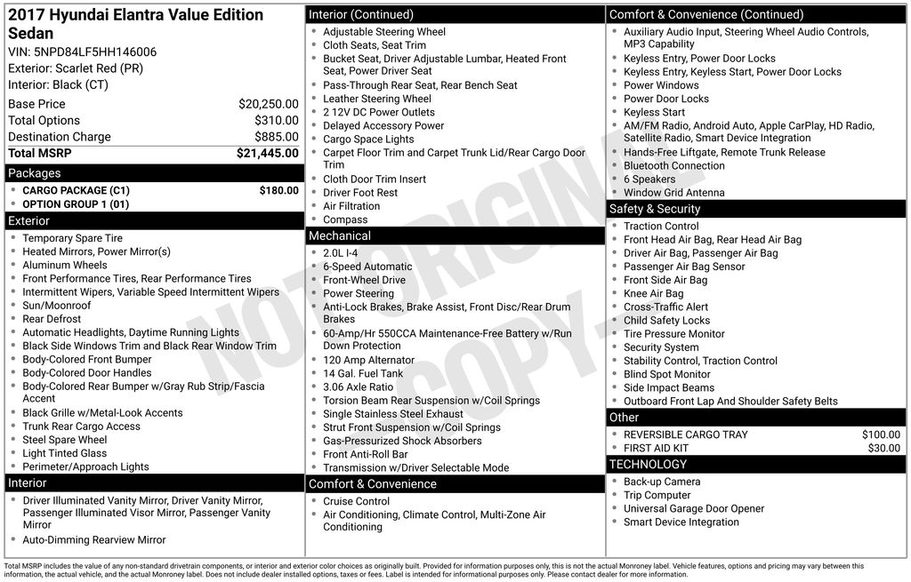 2017 Hyundai Elantra Value Edition