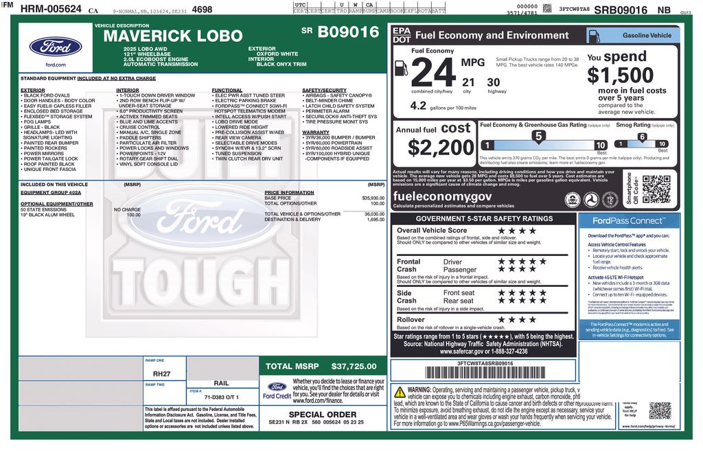 2025 Ford Maverick Lobo Standard