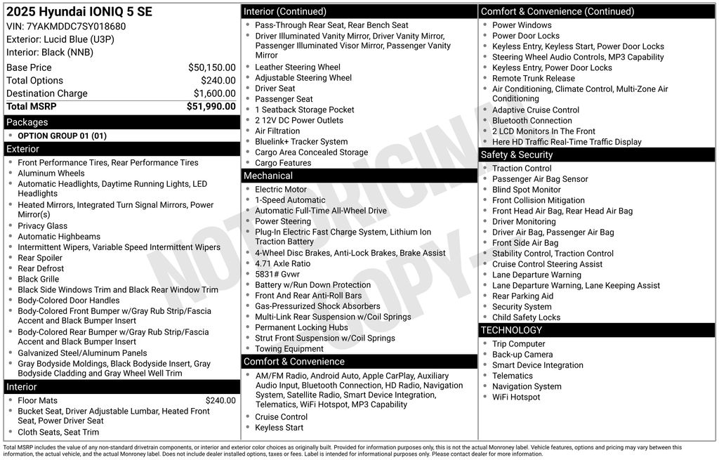 Certified 2025 Hyundai IONIQ 5 SE with VIN 7YAKMDDC7SY018680 for sale in Highland Park, IL