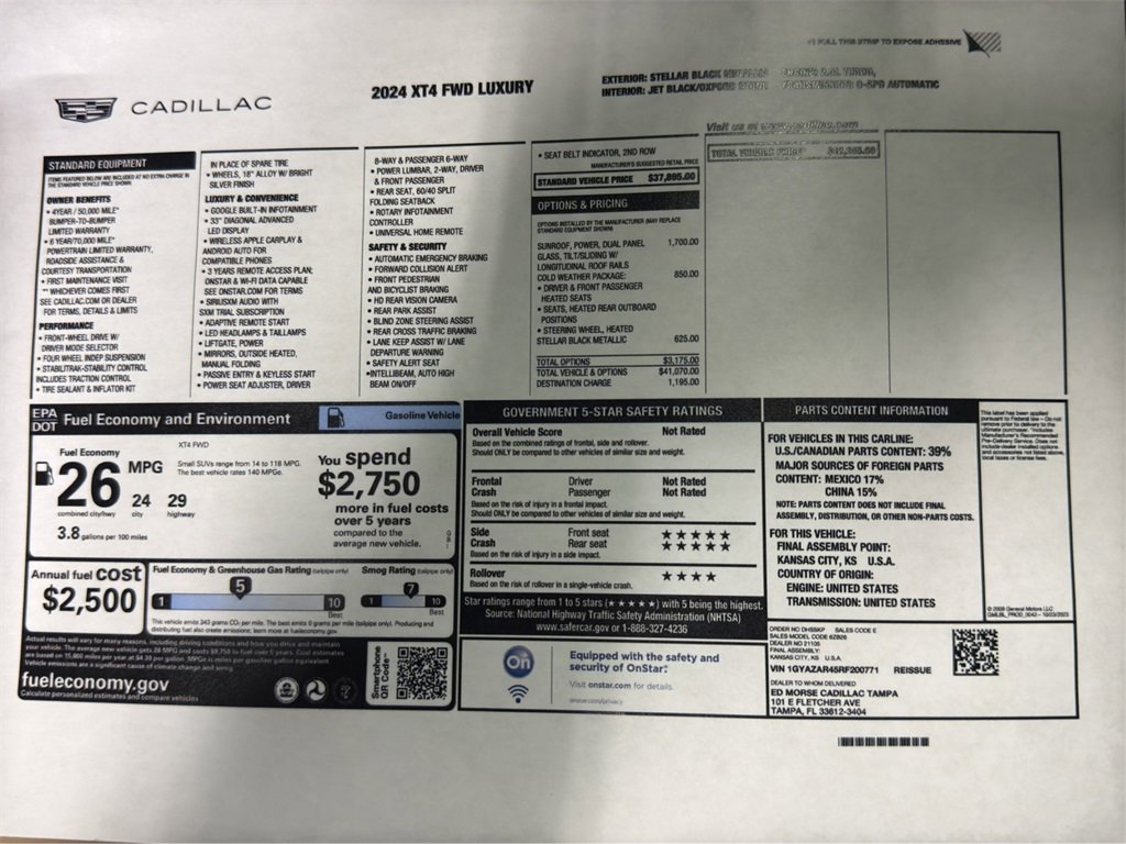 Used 2024 Cadillac XT4 Luxury with VIN 1GYAZAR45RF200771 for sale in Kansas City