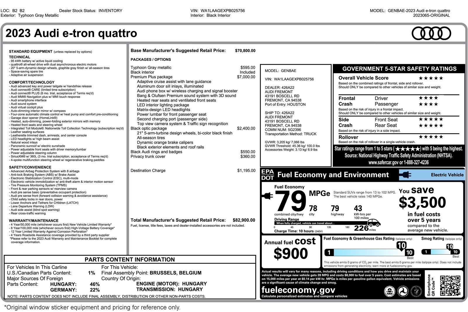 Used 2023 Audi e-tron Premium Plus with VIN WA1LAAGEXPB025756 for sale in Costa Mesa, CA