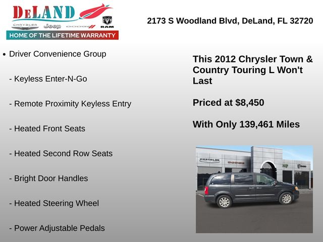 Used 2012 Chrysler Town & Country Touring-L with VIN 2C4RC1CG0CR252225 for sale in DeLand, FL