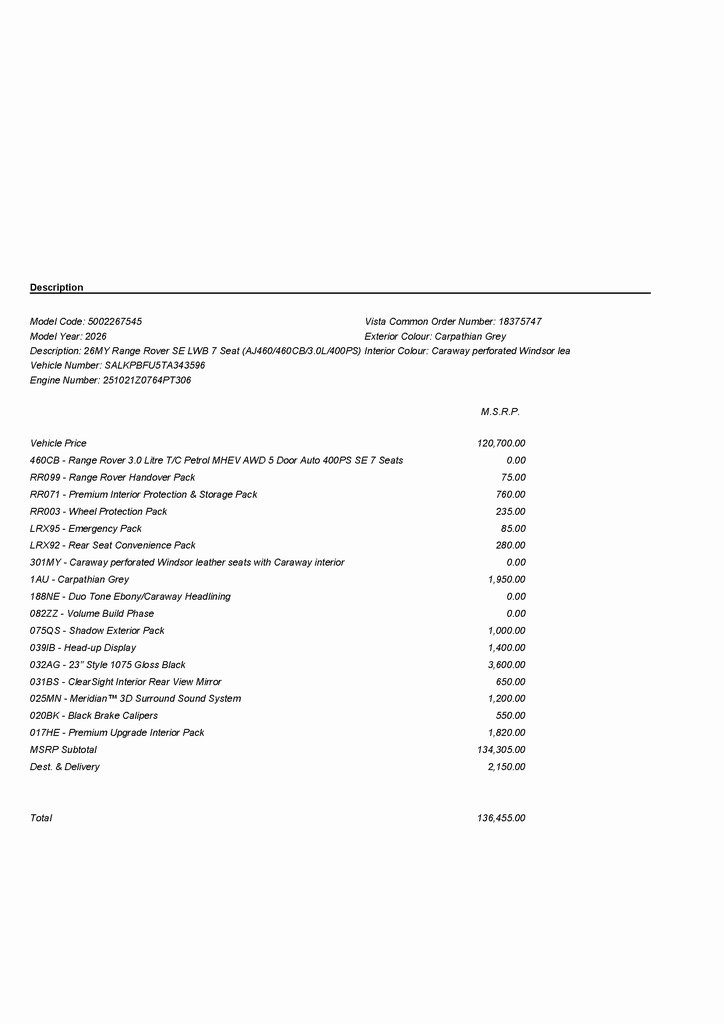 2026 LAND ROVER RANGE ROVER - Image 1