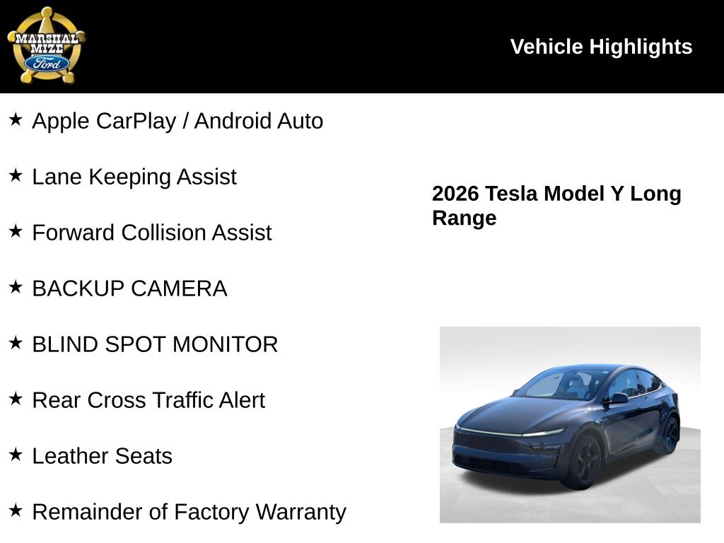 Used 2026 Tesla New Model Y Long Range with VIN 7SAYGDED9TA468137 for sale in Chattanooga, TN