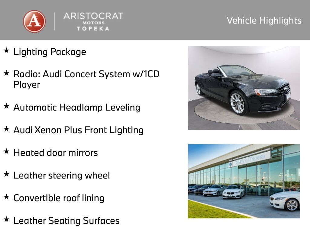 Used 2014 Audi A5 Premium with VIN WAUCFAFHXEN002523 for sale in Kansas City