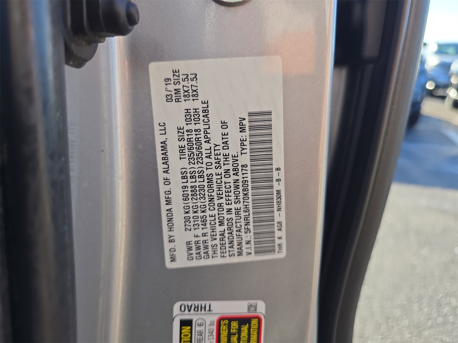 2019 Honda Odyssey EX-L photo 29