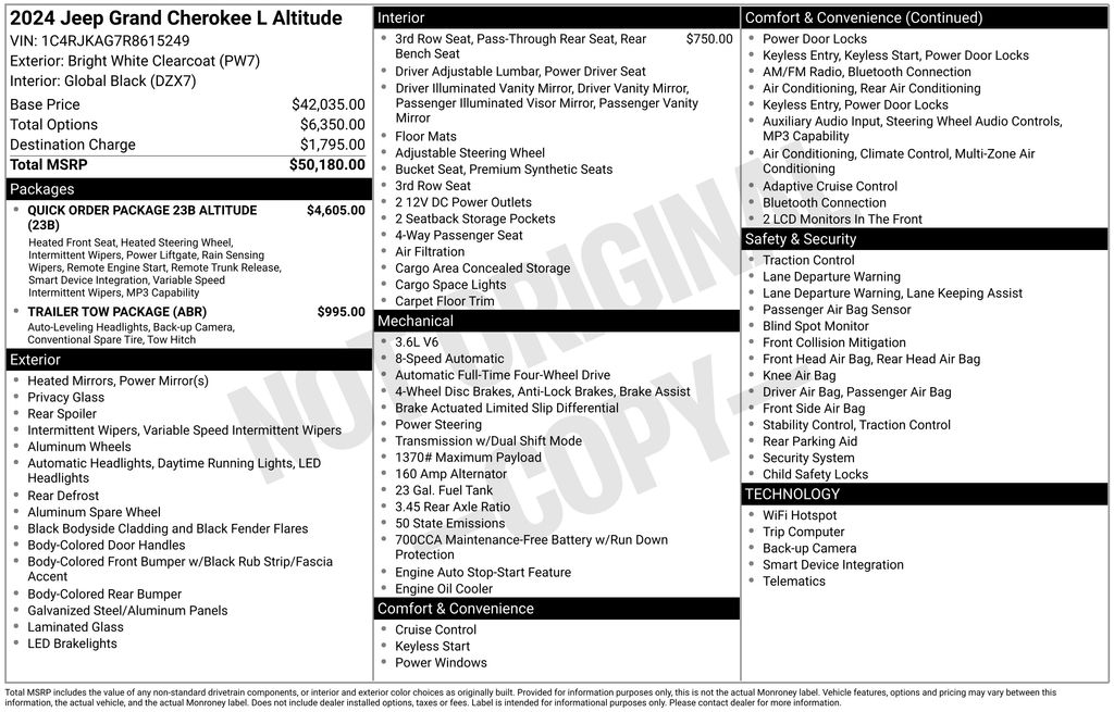 Used 2024 Jeep Grand Cherokee L Altitude with VIN 1C4RJKAG7R8615249 for sale in Elk River, Minnesota