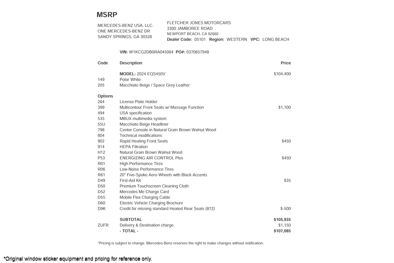 Certified PreOwned 2024 MercedesBenz EQS EQS 450+ Sedan Sedan in