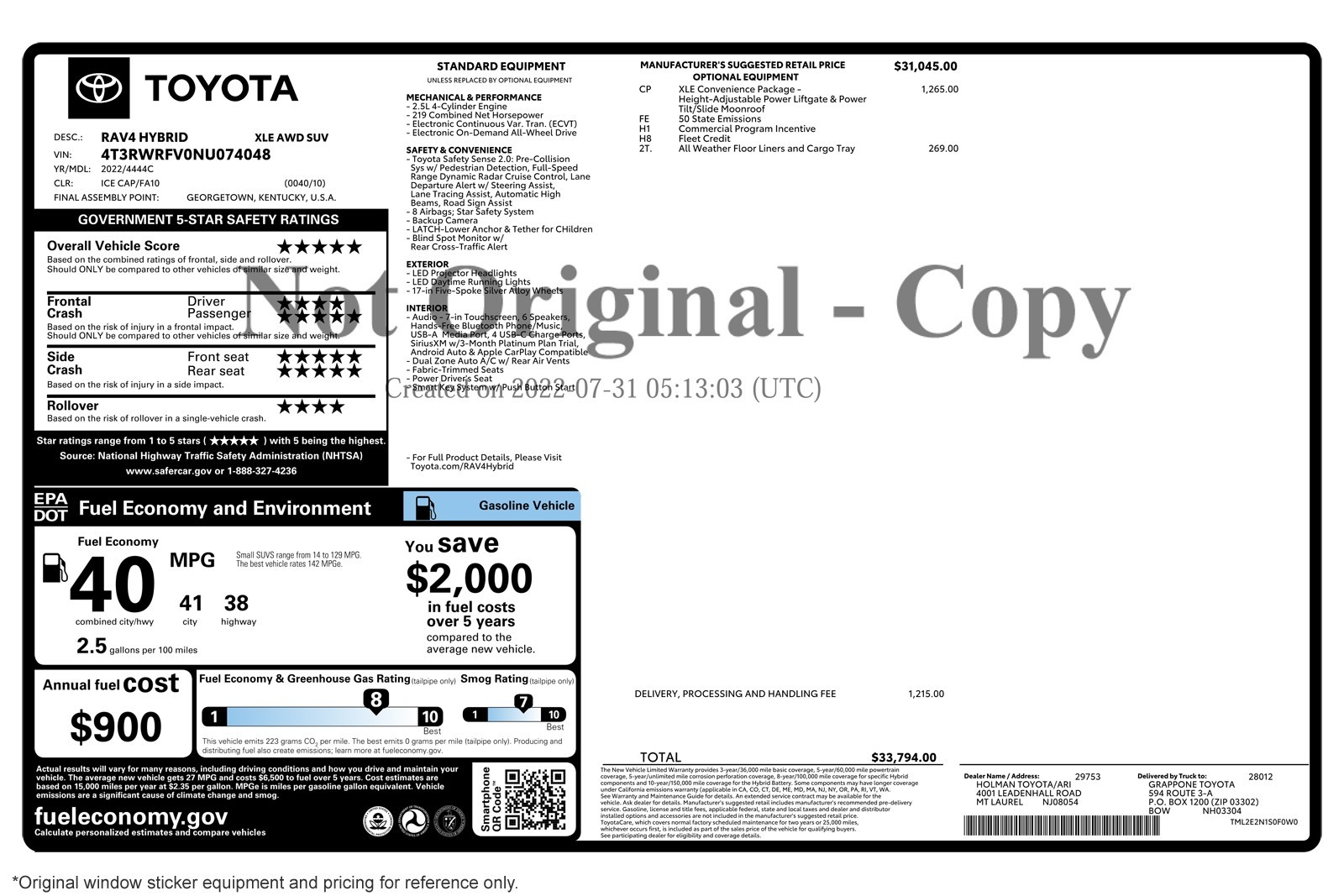 Used 2022 Toyota RAV4 XLE with VIN 4T3RWRFV0NU074048 for sale in Kansas City