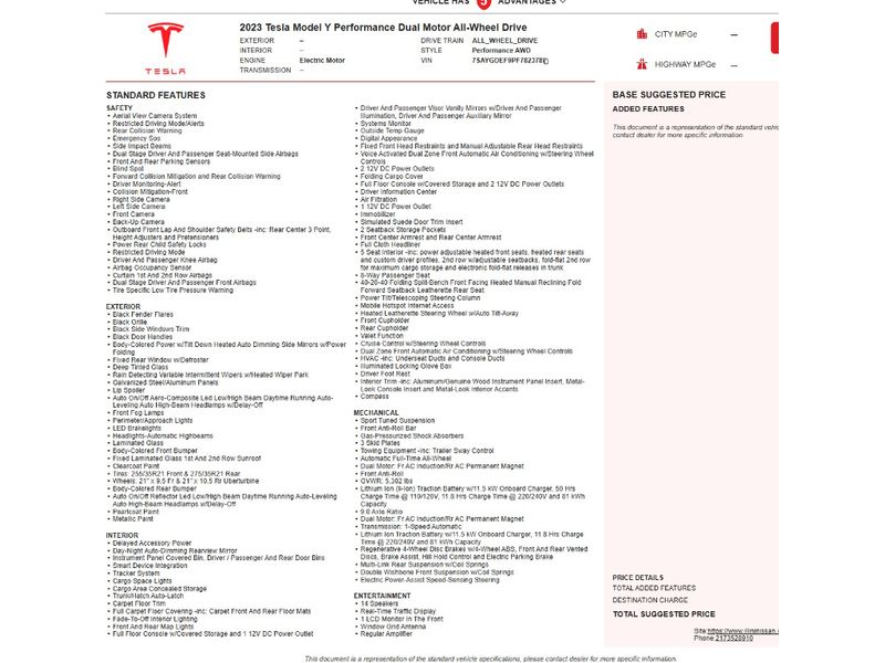 Used 2023 Tesla Model Y Performance with VIN 7SAYGDEF9PF782378 for sale in Champaign, IL