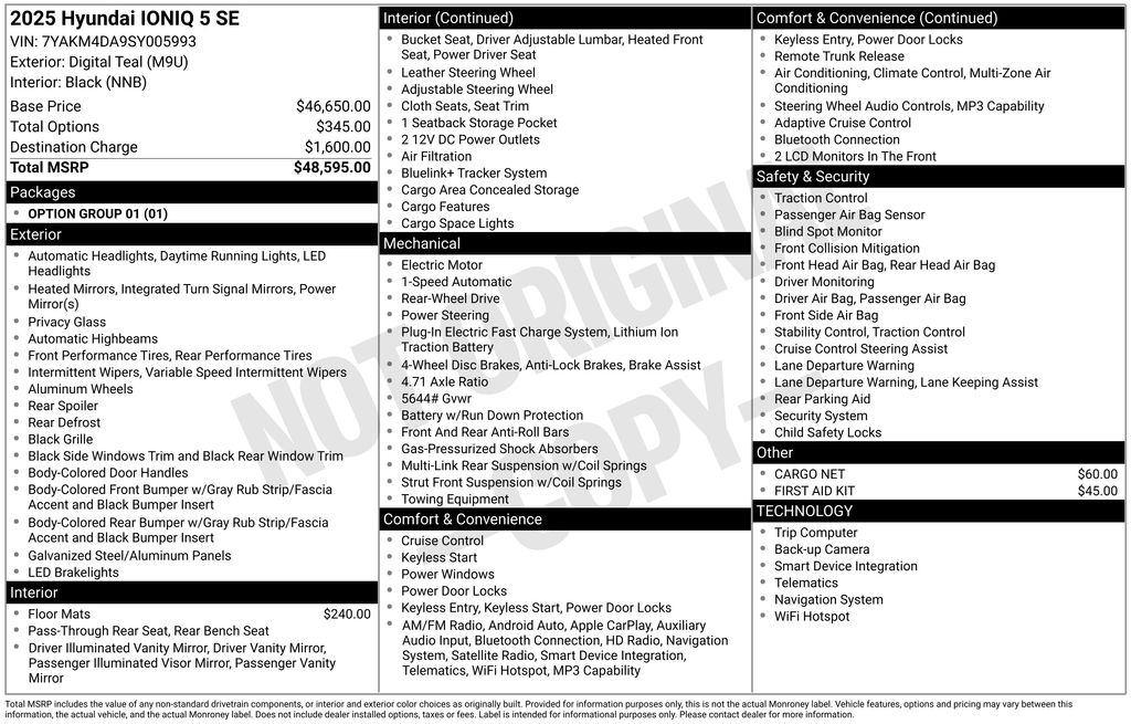 Certified 2025 Hyundai IONIQ 5 SE with VIN 7YAKM4DA9SY005993 for sale in Highland Park, IL