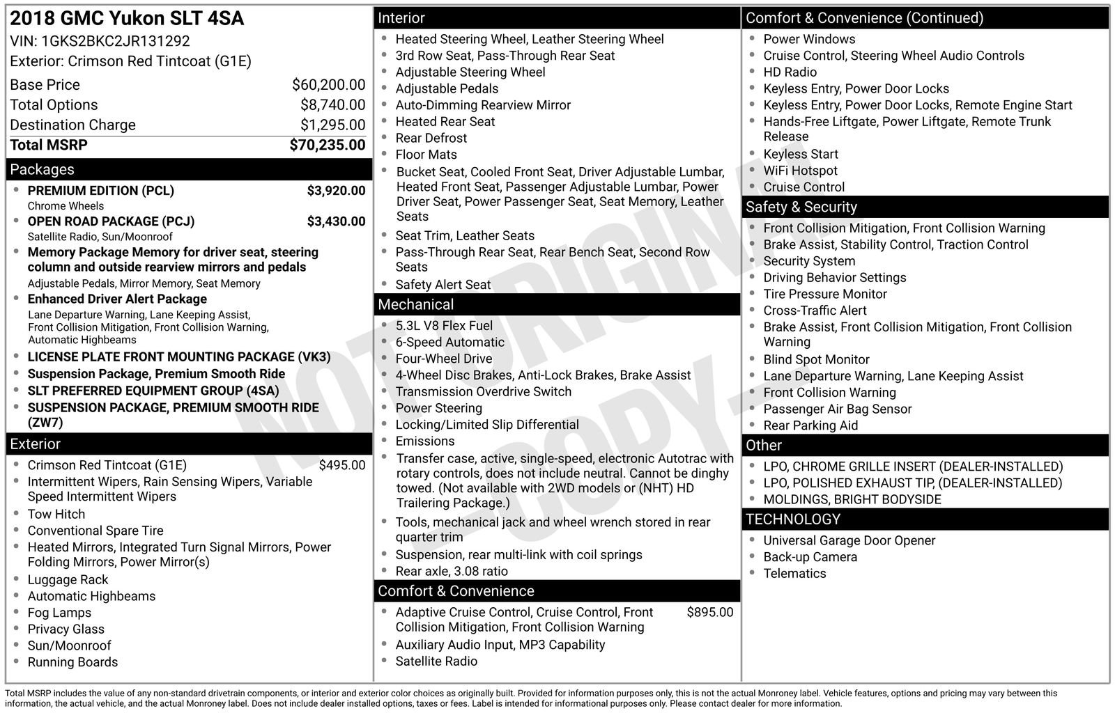 Used 2018 GMC Yukon SLT with VIN 1GKS2BKC2JR131292 for sale in Baxter, Minnesota