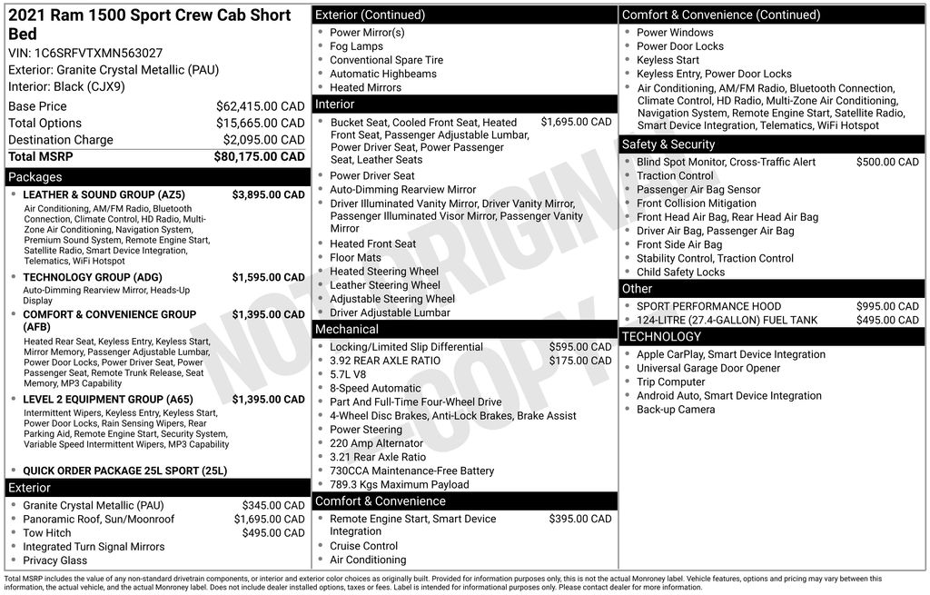 Used 2021 RAM Ram 1500 Sport with VIN 1C6SRFVTXMN563027 for sale in Elk River, Minnesota