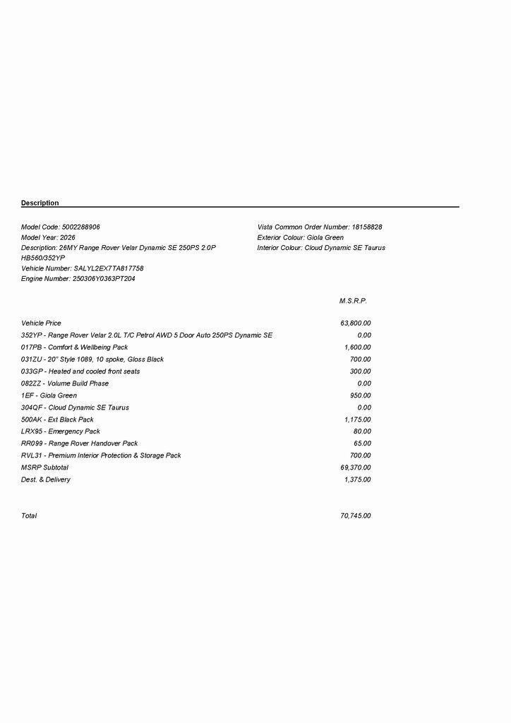 2026 LAND ROVER RANGE ROVER VELAR - Image 2