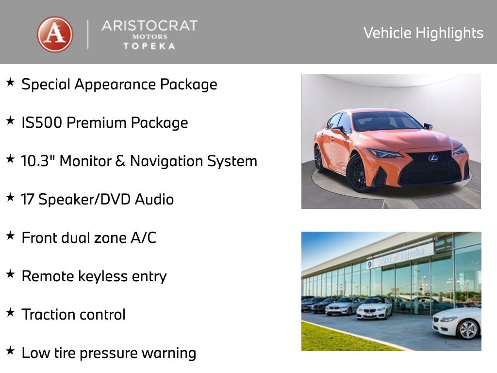 Used 2023 Lexus IS 500 F SPORT PERFORMANCE with VIN JTHAP1D21P5002370 for sale in Kansas City