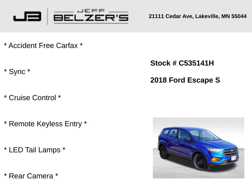 Used 2018 Ford Escape S with VIN 1FMCU0F74JUD21518 for sale in Lakeville, MN
