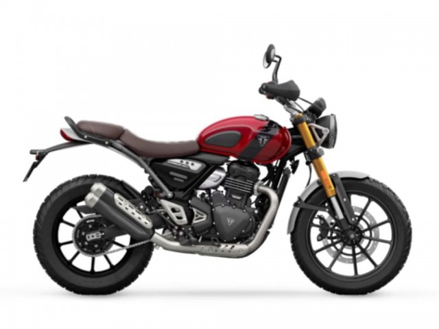 New 2025 Triumph Scrambler 400 X Carnival Red / Phantom Black in