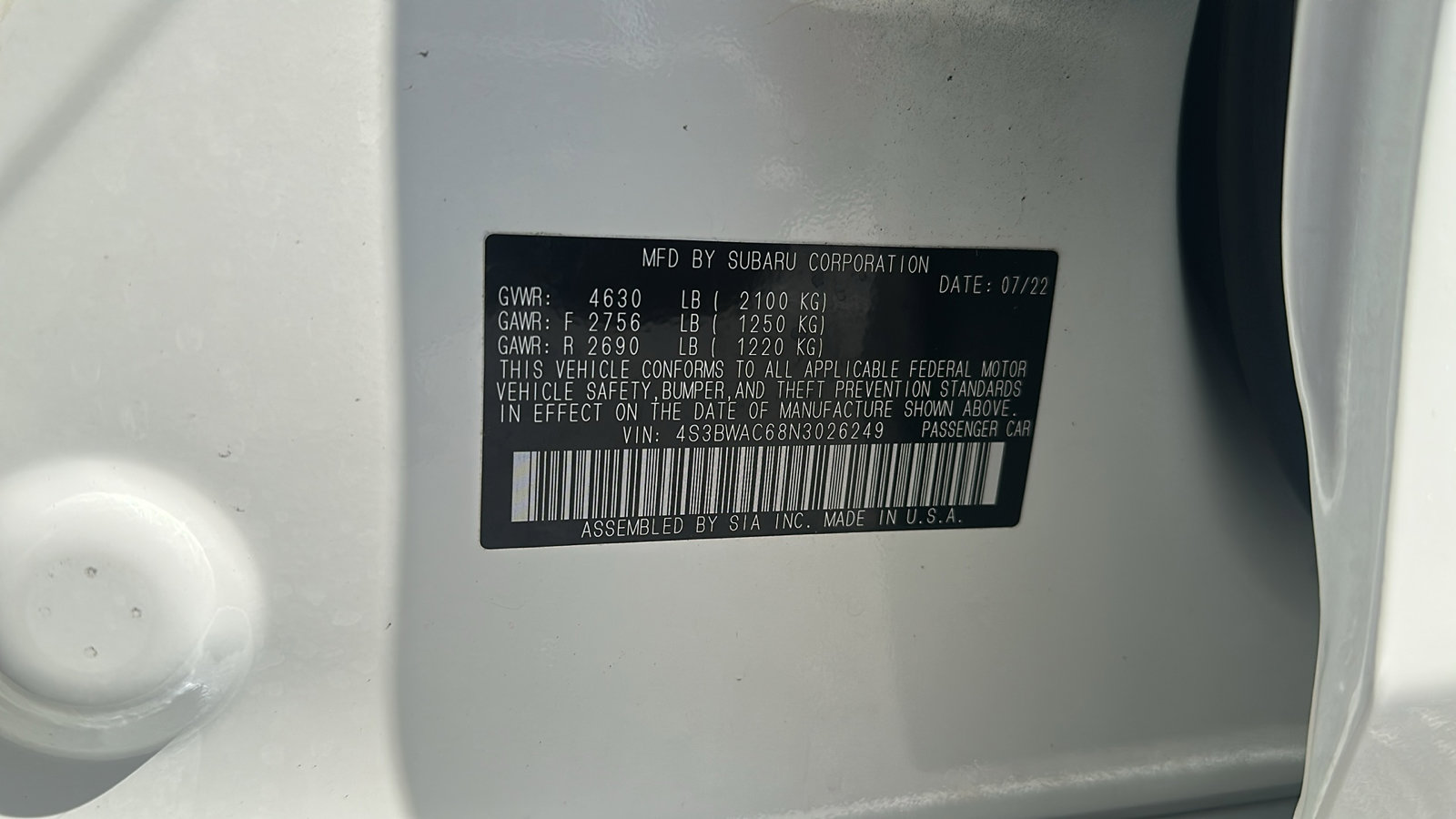 2022 Subaru Legacy Premium photo 9