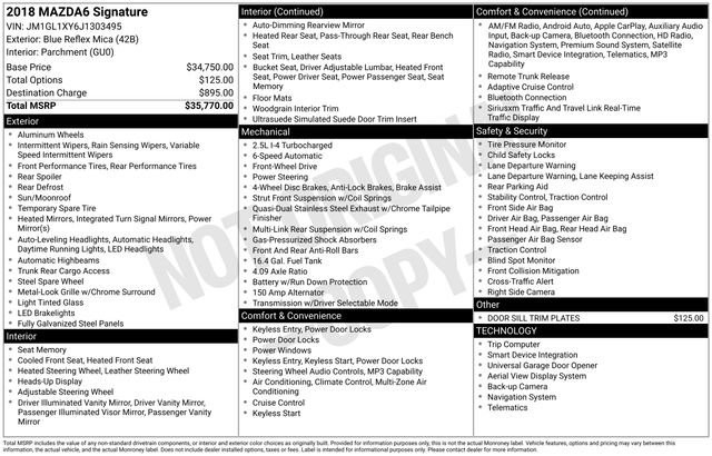 G8001ページ Pre-Owned 2018 Mazda Mazda6 Signature Sedan in Mckinney #J1303495