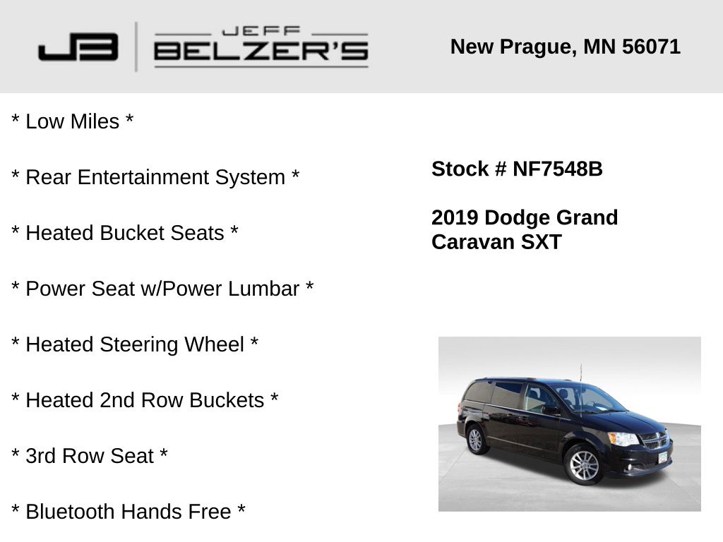 Certified 2019 Dodge Grand Caravan SXT with VIN 2C4RDGCG7KR712138 for sale in New Prague, MN