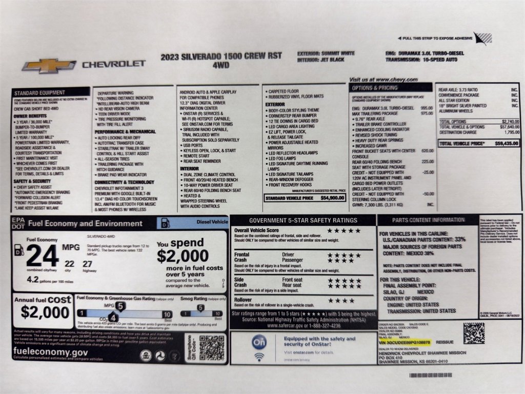 Used 2023 Chevrolet Silverado 1500 RST with VIN 3GCUDEE89PG108978 for sale in Kansas City