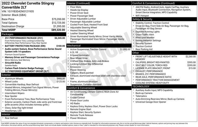 2022 Chevrolet Corvette 2LT's photo
