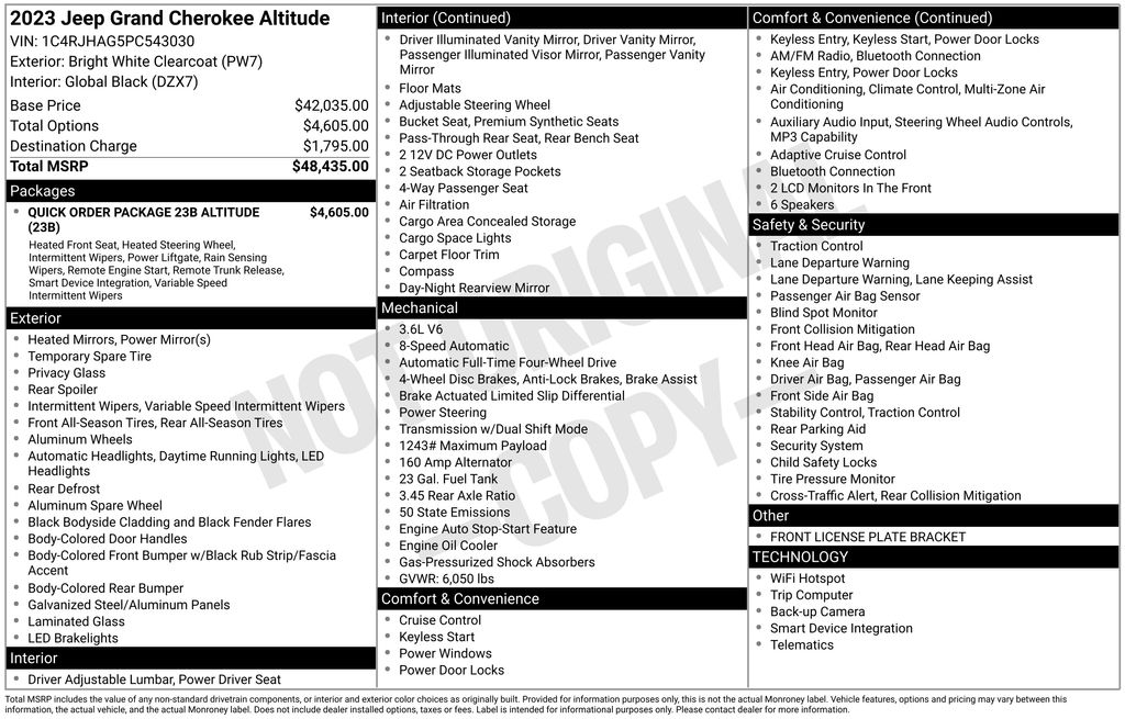 Used 2023 Jeep Grand Cherokee Altitude with VIN 1C4RJHAG5PC543030 for sale in Elk River, Minnesota